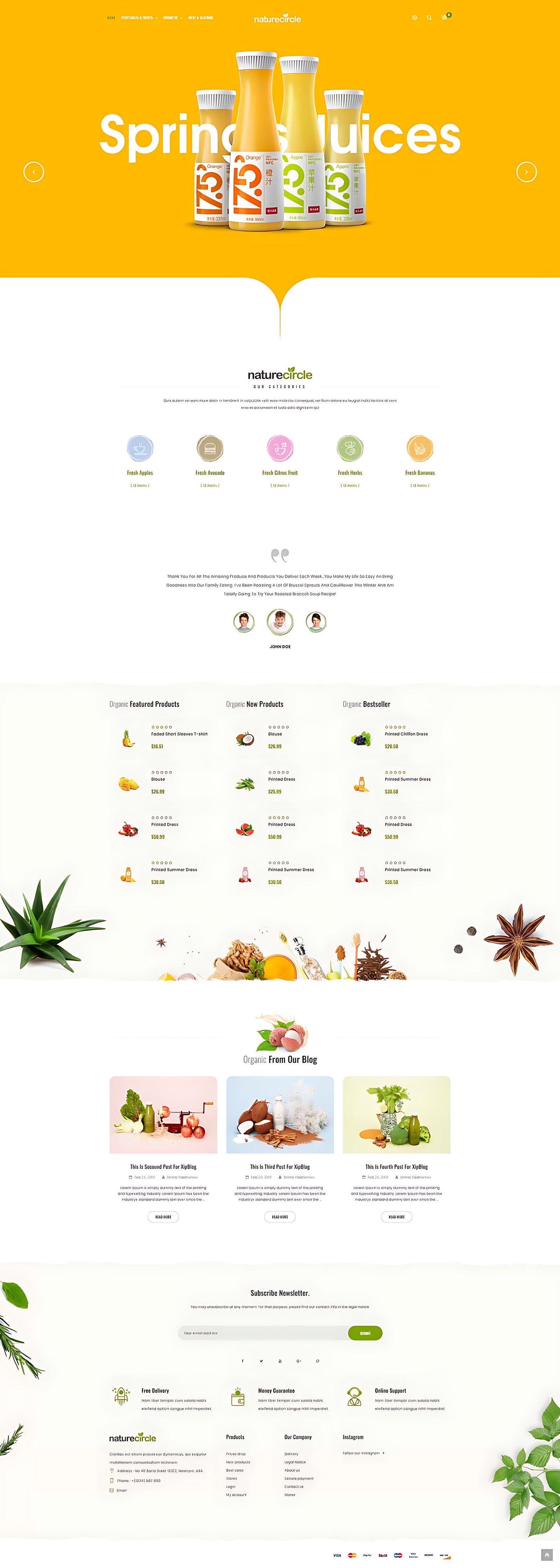 Online store, full page design